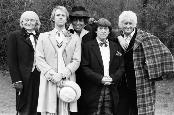 Framed Print : Photocall for special 90 minute Doctor Who episode titled The Five Doctors Framed Print : Photocall for special 90 minute Doctor Who episode titled The Five Doctors