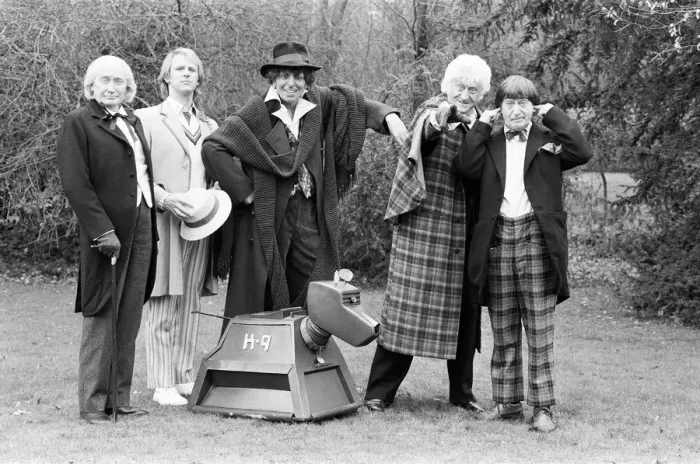Framed Print : Photocall for special 90 minute Doctor Who episode titled The Five Doctors