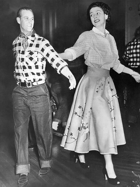 Photograph of HM Queen Elizabeth II when Princess, pictured dancing a Canadian square