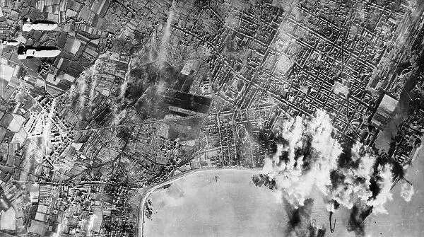 Photograph taken during an attack by bombers of the US Army Air Force on an Atlantic