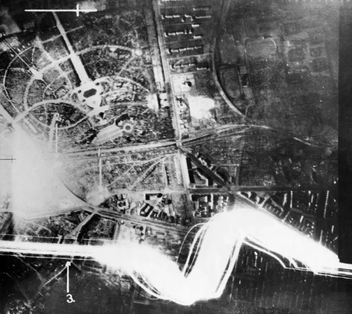 Framed Print : This photograph was taken at the start of a recent night attack by the RAF on Stettin