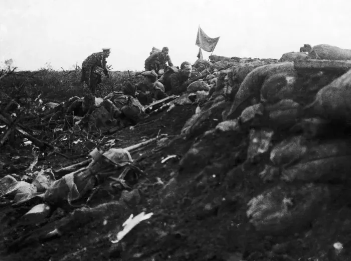 Framed Print : Photograph taken by a wounded soldier of the 1st Royal Scots Fusiliers who was brought
