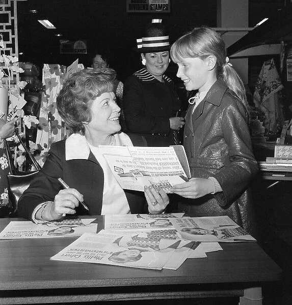 Phyllis Calvert, English film, stage and television actress signing copies of her new LP