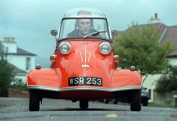 PIC SHOWS JOHN MILLER FROM GREENOCK WITH HIS BUBBLE CAR