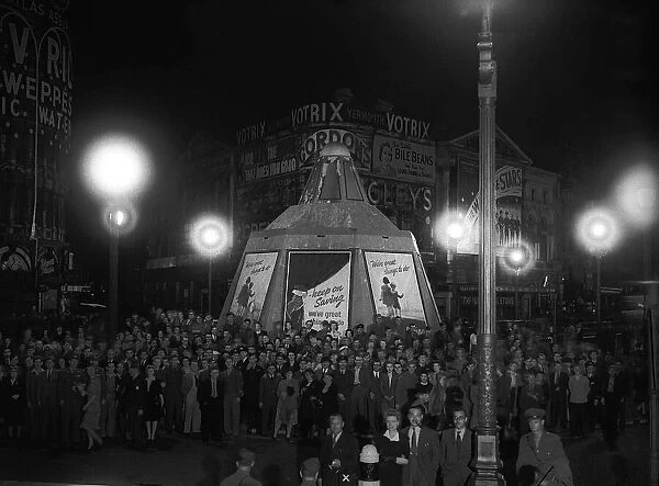 Piccadilly Circus London Lights Up The war was over
