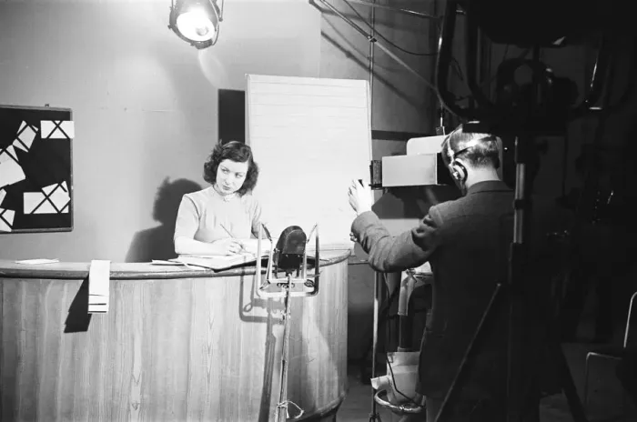 Framed Print : Picture Page television magazine programme seen here being broadcast from the BBC studios Framed Print : Picture Page television magazine programme seen here being broadcast from the BBC studios