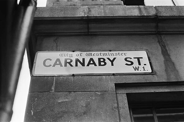 Picture shows the Carnaby Street sign. Carnaby Street, near Oxford Circus