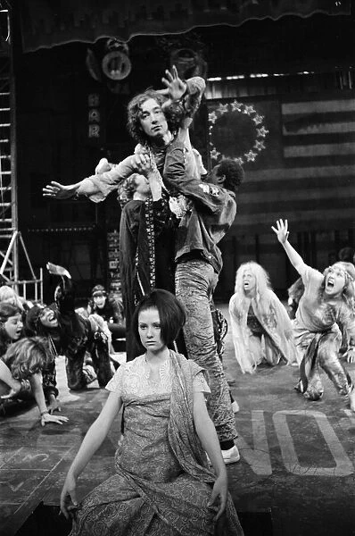 Picture shows the cast of Hair, The Musical. Shaftesbury Theatre in London