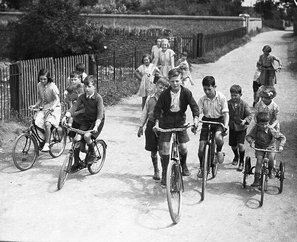 Picture shows children evacuated to safety - location unknown - enjoying the outdoors