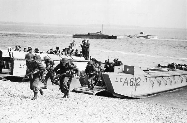 Picture shows combined operations exercise during world War Two Royal Marine