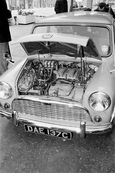 Picture shows the electric powered engine of Mr Geoffrey Rippons new Electric Mini