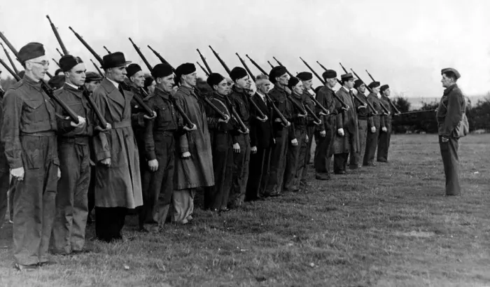 Framed Print : The picture shows one of the first LDV Home Guard units to be formed in the North East Framed Print : The picture shows one of the first LDV Home Guard units to be formed in the North East