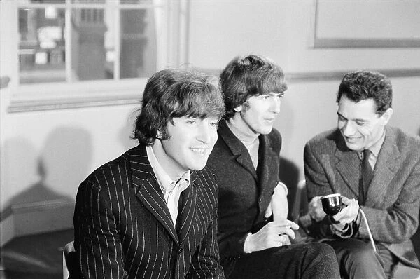Picture shows John Lennon and George Harrison The Beatles hold a news press