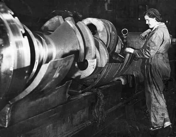 Picture shows Mrs Annie Kelly, boring a shaft of submarine