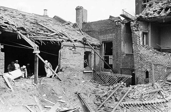 Picture shows an old ladies Hospital, decimated in The World War Two Blitz