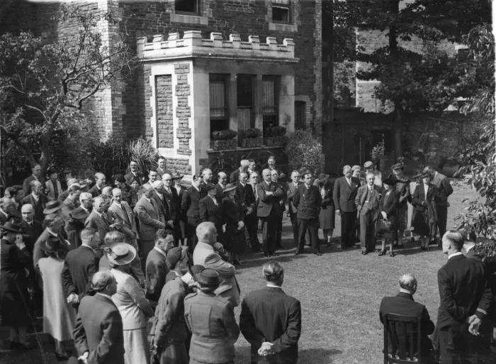 Framed Print : Picture shows the opening of a hostel in Cardiff for the Free French Seaman