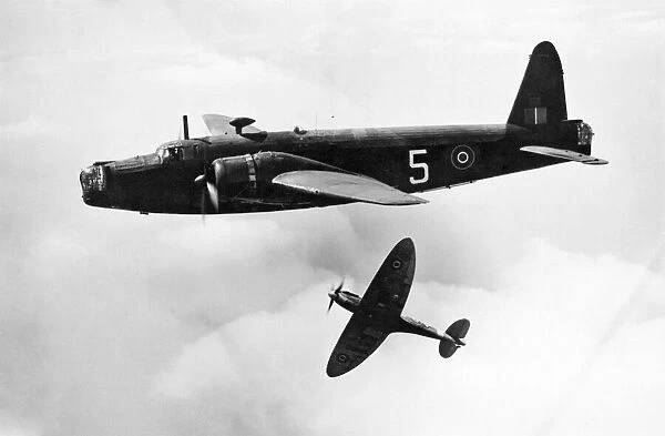 Picture shows a Wellington aeroplane, number 5 on the side of the aircraft)