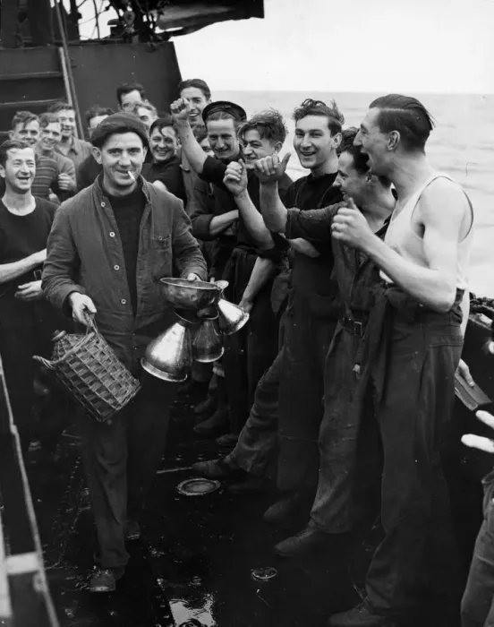 Framed Print : Picture taken on board, one of HMS Escort Vessels during West Coast Convoy shows one of Framed Print : Picture taken on board, one of HMS Escort Vessels during West Coast Convoy shows one of