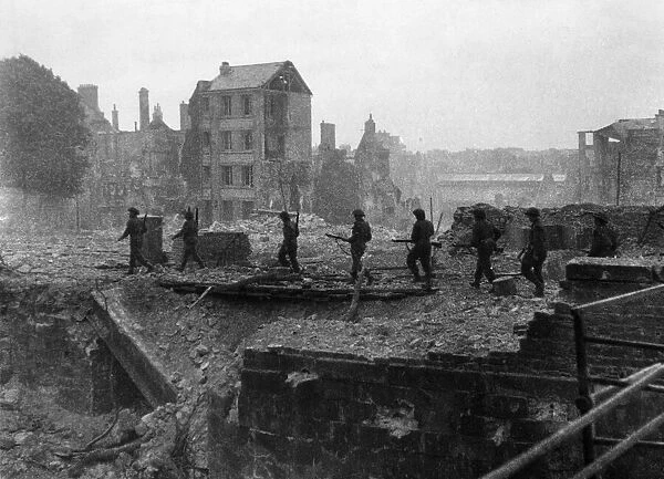 Picture taken in the heavily damaged town of Caen in France immediately after its