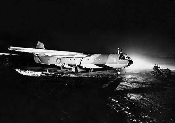 This picture taken at night is of an R. A. F station where glider training is undertaken