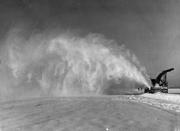 Picture taken on an RAF Halifax bomber station, where ground crews had to combat snow