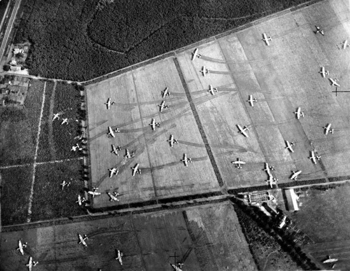 Framed Print : Picture taken from an RAF photographic reconnaissance Spitfire plane of the scene in