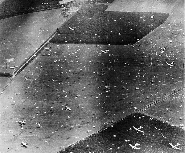 Picture taken from a reconnaissance Spitfire showing gliders