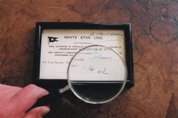 A picture of a ticket for a voyage on the ill-fated liner Titanic