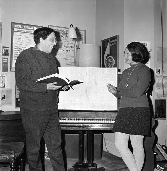 Pictures of composer, Wilfred Josephs and his wife, taken in his study