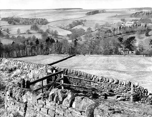 A picturesque view down across Whitfield Fell in April 1967