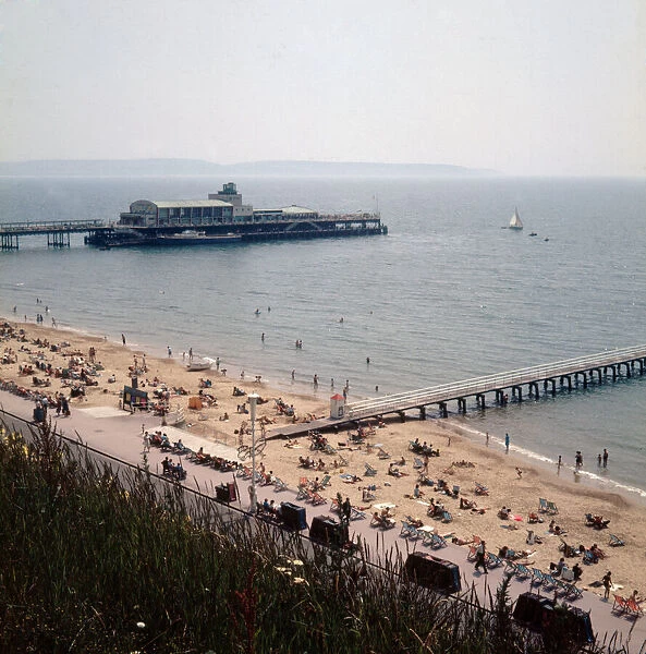 The pier at Bournemouth as seen from the East Cliffs 1st June 1971