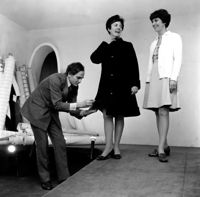 Framed Print : Pierre Cardin January 1969 Famous French Designer / Couturier with Mrs Framed Print : Pierre Cardin January 1969 Famous French Designer / Couturier with Mrs