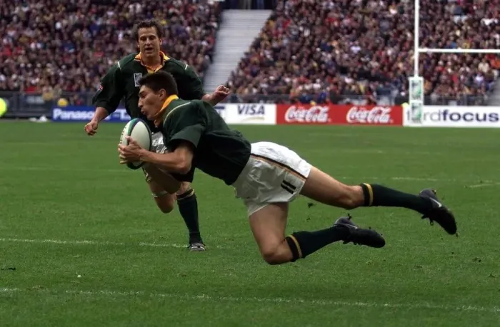 Framed Print : Pieter Rossouw Rugby Union Player of South Africa Oct 1999 scores a try against Framed Print : Pieter Rossouw Rugby Union Player of South Africa Oct 1999 scores a try against