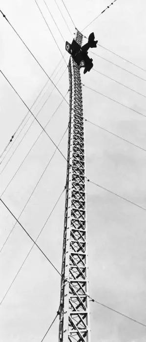 Framed Print : Pilot of this biplane survived when it hit the wireless mast