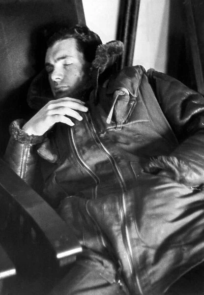 A pilot of the Royal Air Force catched up on some sleep between missions during