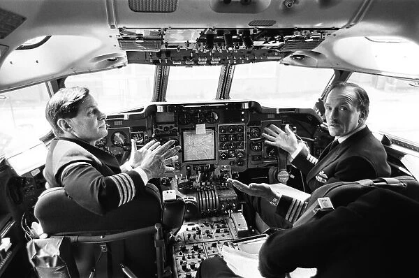 Pilots in Trident cockpit at Heathrow airport. 1st June 1965