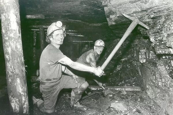 Pitmen Gerald Hargraves and John Smith mining the hard way at Wrytree Colliery in