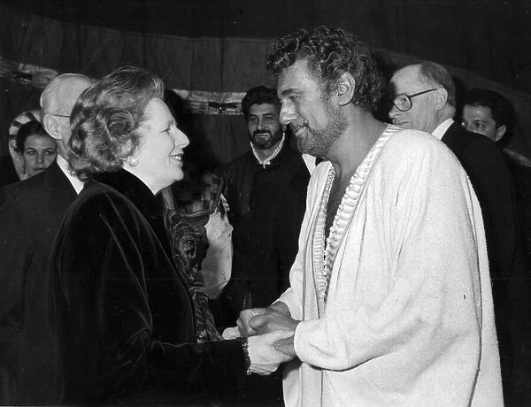 Placido Domingo with Margaret Thatcher after gala performance of Otello by The Royal