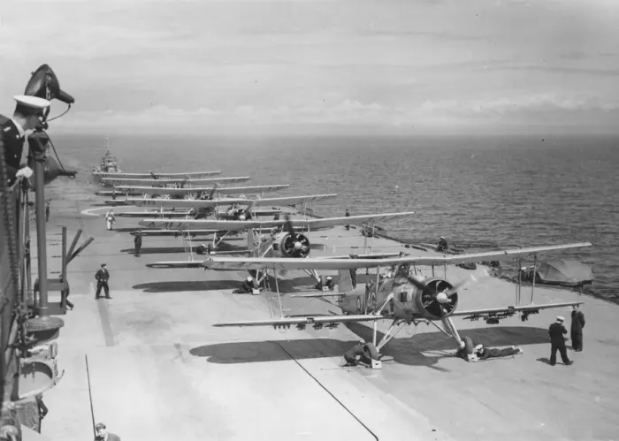 Framed Print : Planes on The Ark Royal. Launcded 13 April 1937 Sunk by U-81