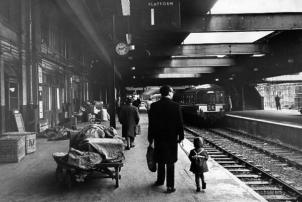 Platform 1 at New Street Station, Birmingham, West Midlands. October 1965