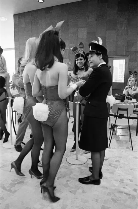 Framed Print : Playboy Bunnies are awaiting the arrival of Hugh Hefner