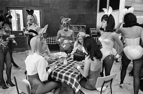 Playboy Bunnies are awaiting the arrival of Hugh Hefner