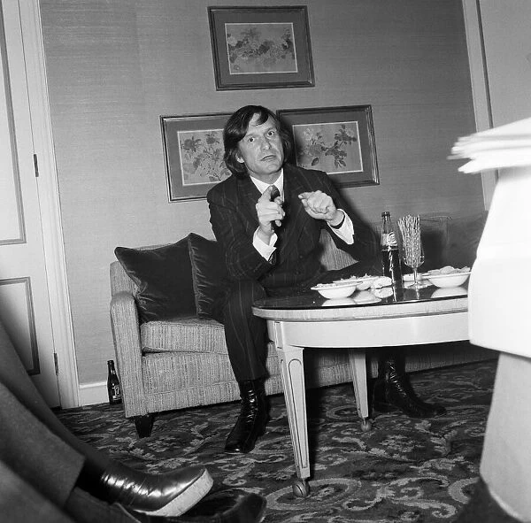 Playboy king Hugh Hefner pictured during a press conference at the Hilton Hotel