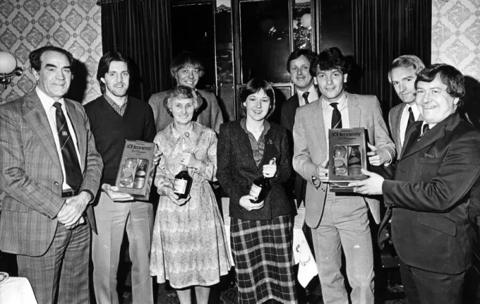 Framed Print : Players of the month Bobby Shinton and Kevin Arnott are pictured with winning fans Mrs