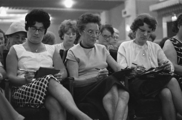 Playing bingo at the Gaiety Theatre, Cardiff. 31st July 1963