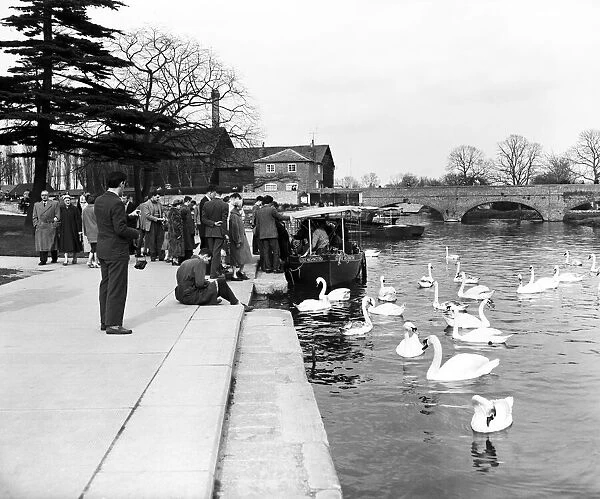 Pleasure boat on the River Avon at Stratford-upon-Avon, Warwickshire. 6th April 1959