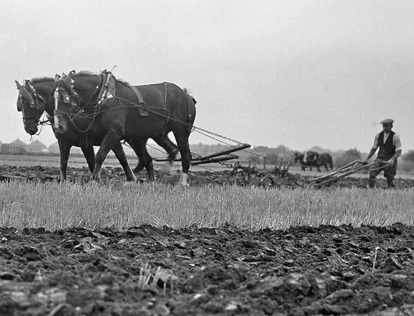Ploughing at Heathrow now the site where the of airport is located. 1935