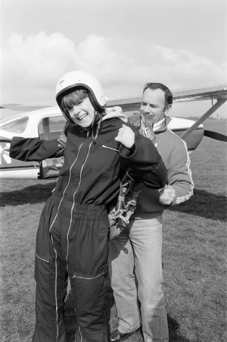 Framed Print : Poet Pam Ayres fully expected to perform her first jump today at RAF Weston-on-the-Green