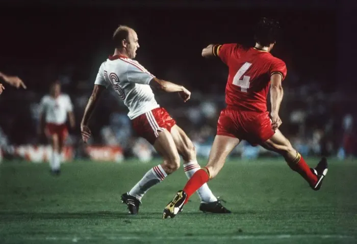 Framed Print : Poland v Belgium 1982 World Cup Grzegorz Lato (white Framed Print : Poland v Belgium 1982 World Cup Grzegorz Lato (white