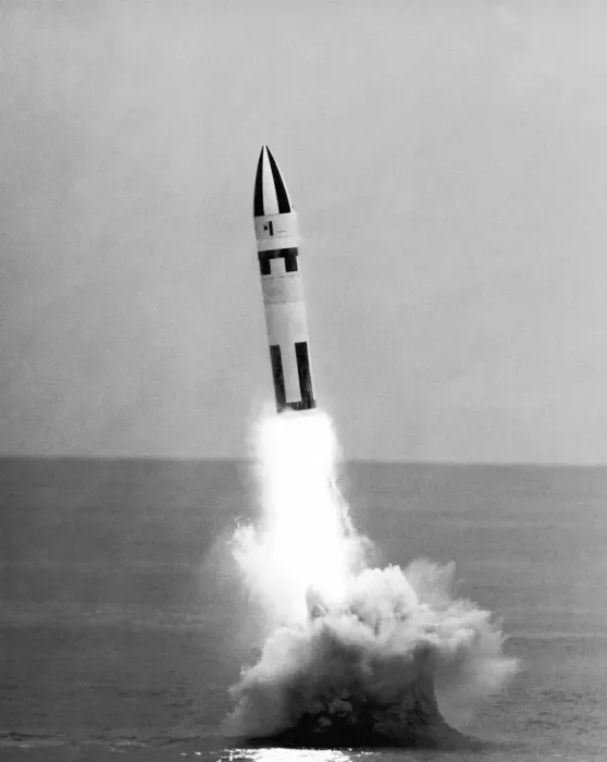 Framed Print : A Polaris A-3 missile ignites its main rocket motor after being launched from the USS Framed Print : A Polaris A-3 missile ignites its main rocket motor after being launched from the USS